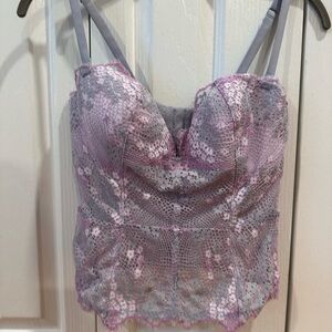 Victoria's Secret Lace Bustier in Pink and Gray 36C